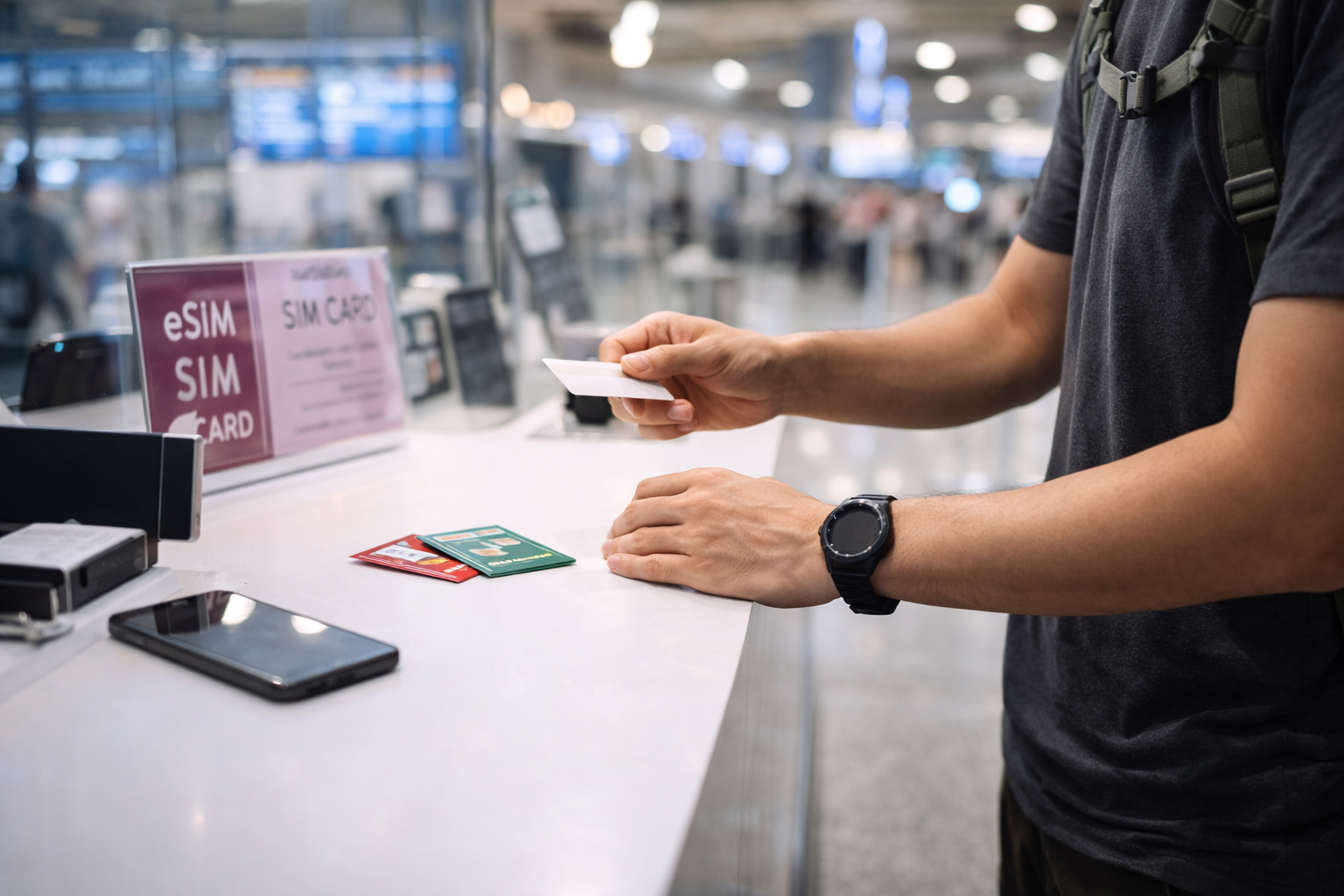 Airport SIM kiosk transaction